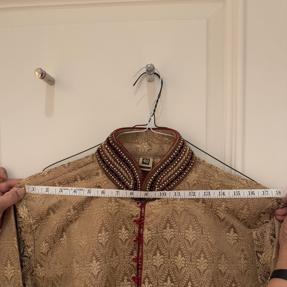 Gold and Red Kurta Pajama Set - Picture 7 of 7